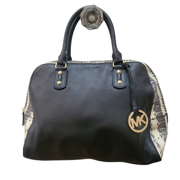 Michael Kors Handbags - Michael Kors Leather&Faux Python Bowler Bag. Modern Chic Classic Everyday Luxury